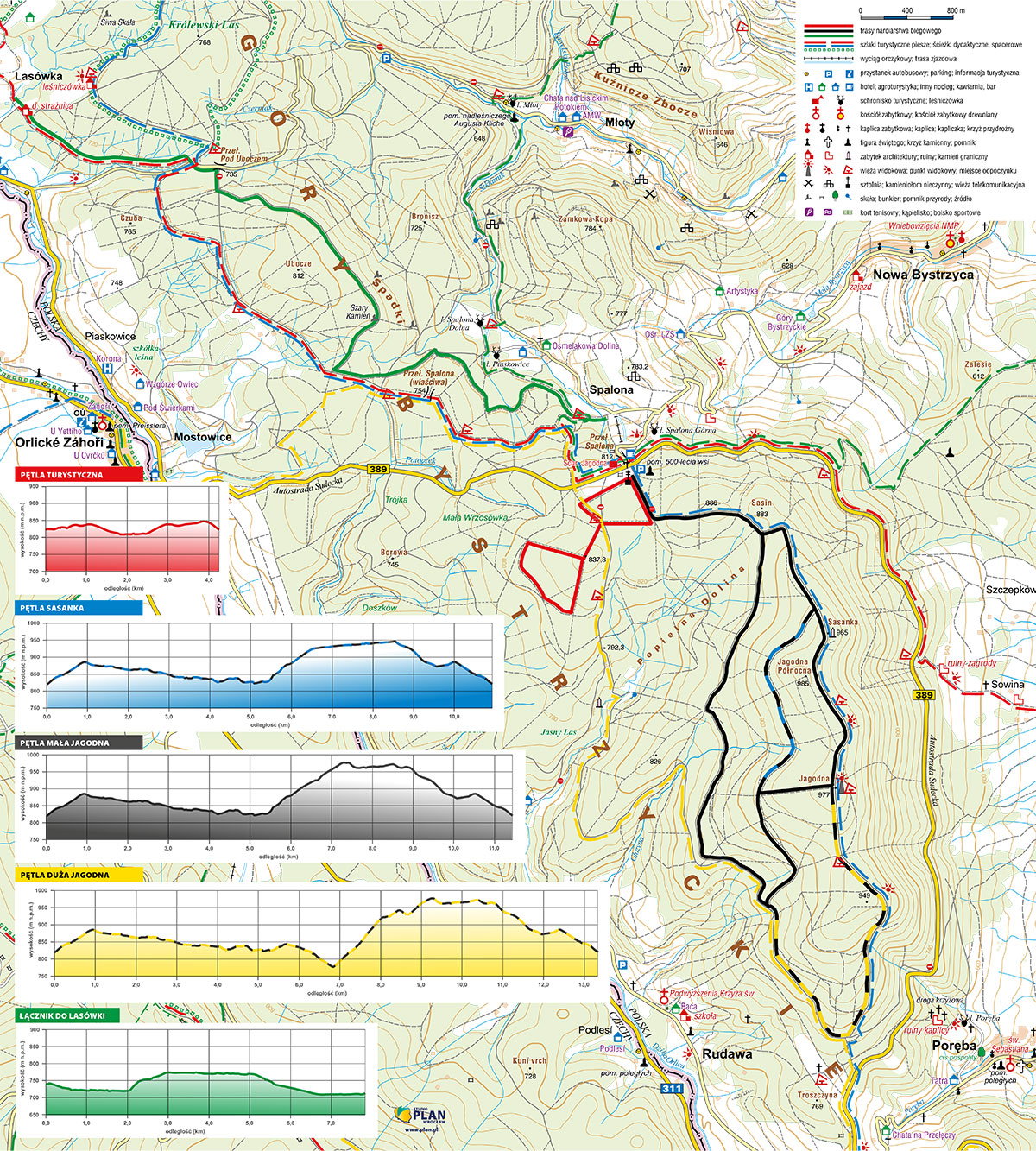 Spalona - mapa tras